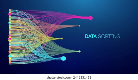 Data sorting colorful lines background. Data flow technology illustration