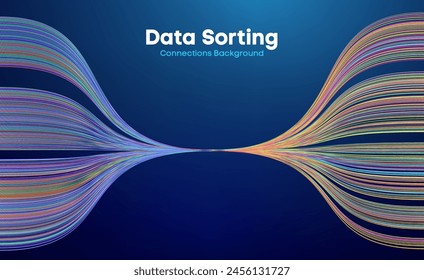 Data sorting colorful lines background. Data flow technology illustration