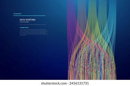 Data sorting colorful lines background. Data flow technology illustration