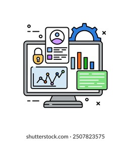 Data Sorting Fill Color Icon, Vector illustration.
