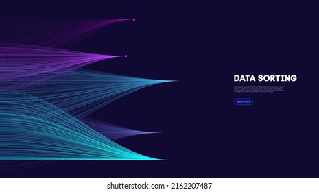 Información de ordenación de datos infográfica. Red ai de embudo de datos. Datos de clasificación de conceptos de tecnología de fondo de la cadena de bloques. Fondo del vector de comunicación de red.