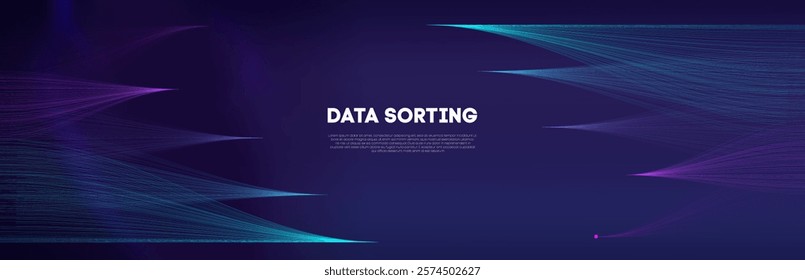 Data sorting information infographic. Data funnel ai network. Technology blockchain background concept sorting data. Network communication vector background.