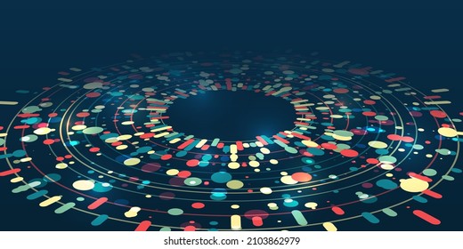 Data sorting process. Big data stream futuristic infographics. File structuring, machine learning. Big data visualization. A dynamic array of information.