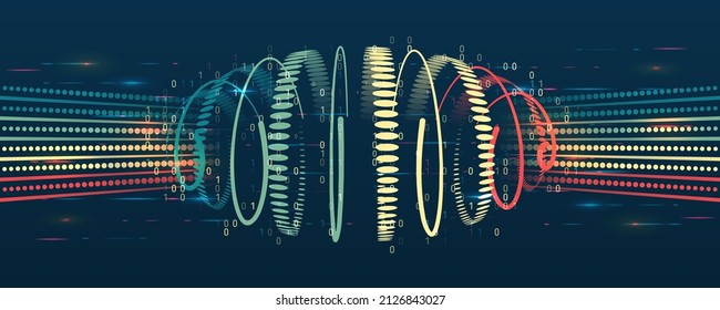 Proceso de ordenación de datos. Grandes flujos de datos con infografías futuristas. Estructuración de archivos, aprendizaje automático. Gran visualización de datos. Una matriz dinámica de información compuesta por líneas y ondas multicolores.