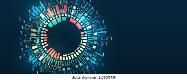 Data sorting process. Big data stream futuristic infographics. File structuring, machine learning. Big data visualization. A dynamic array of information.