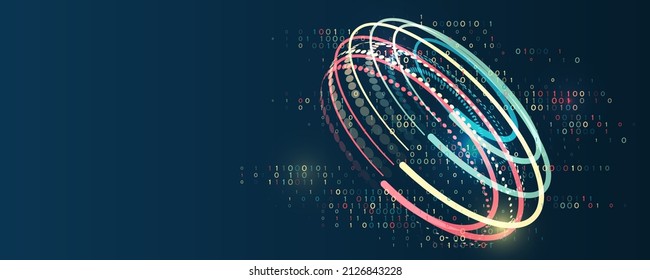 Datensortierungsprozess. Ein dynamisches Informationsarray, bestehend aus Zeilen in Form einer Festplatte. Big Data Stream futuristische Infografiken. Dateistrukturierung, maschinelles Lernen. Visualisierung großer Daten.