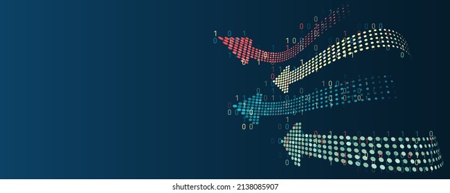 Data Sorting Process. A Dynamic Array Of Information, Consisting Of Lines In The Form Of Arrows. Big Data Stream Futuristic Infographics. File Structuring, Machine Learning. Big Data Visualization.