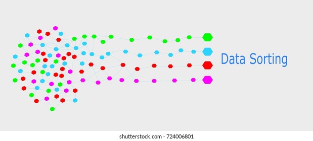 Data Sorting Representation. Color Vector. Artificial intelligence. Big data. Smart system. Machine learning