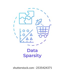 Data sparsity blue gradient concept icon. Machine learning, science. Artificial intelligence. Round shape line illustration. Abstract idea. Graphic design. Easy to use article, blog post