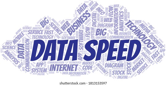 Data Speed vector word cloud, made with text only.