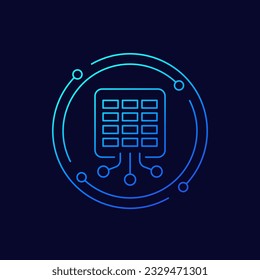 data to spreadsheet icon, linear design