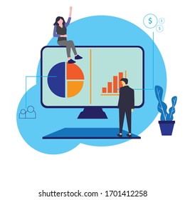 data statistic in flat design style illustrator