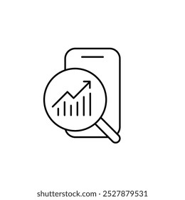 estatísticas de dados app fino ícone de contorno vetor design bom para web ou aplicativo móvel