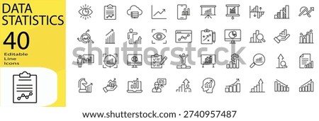 Data Statistics icon set. Editable stroke.
