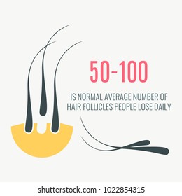 Data statistics infographics with receding follicles. Average number of hair loss. Healthcare and beauty treatment. Vector illustration.