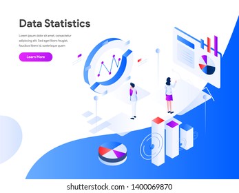 Data Statistics Isometric Illustration Concept. Modern flat design concept of web page design for website and mobile website.Vector illustration EPS 10