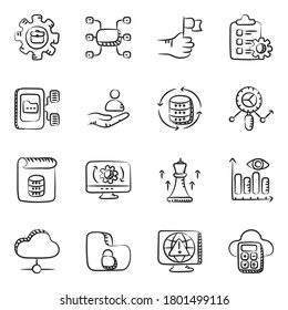 Data Statistics In Modern Hand Drawn Icons Pack 