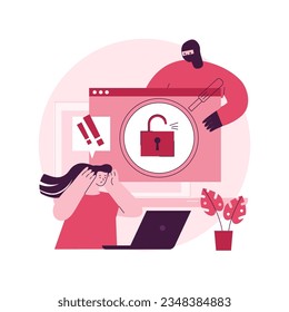 Data stealing malware abstract concept vector illustration. Data protection, stealing private information, internet security, malware installation, hacker attack, cyber crime abstract metaphor.