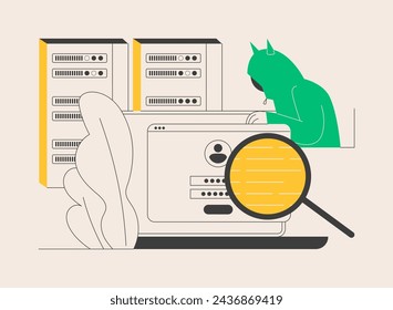 Data stealing malware abstract concept vector illustration. Data protection, stealing private information, internet security, malware installation, hacker attack, cyber crime abstract metaphor.