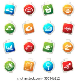 Data stickers label icon set