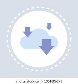 data storage cloud icon computing network downloading concept flat isolated