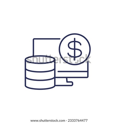 data storage costs icon, line vector