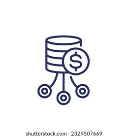 data storage costs line icon on white