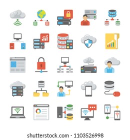 Data Storage and Databases Flat Icons Set 