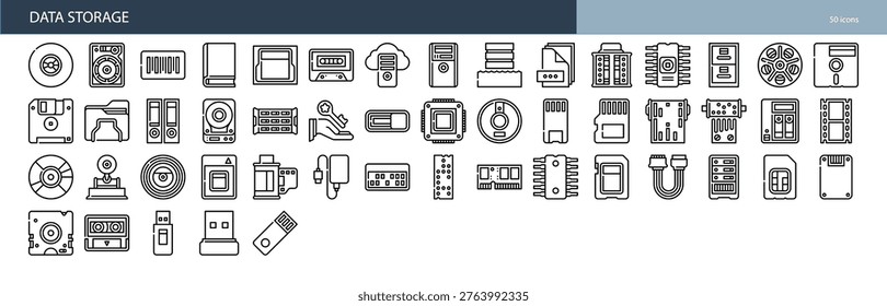 Data Storage Storage Device Hard Drive SSD USB Flash Drive Cloud Storage Icons Collection
