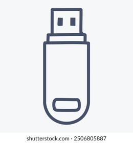 Data storage device outline icon. Simple line art vector illustration of a USB flash drive, perfect for web design or mobile app interface.