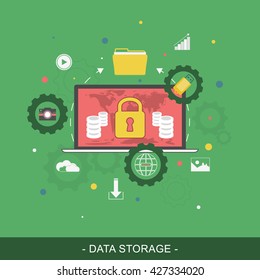 Data storage flat vector illustration. Editable vector design for website banner or promotion materials.