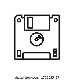 Data Storage Floppy Disc Outline Icon Vector Illustration