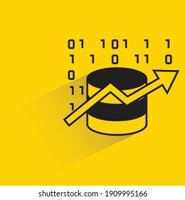 data storage and graph drop shadow on yellow background