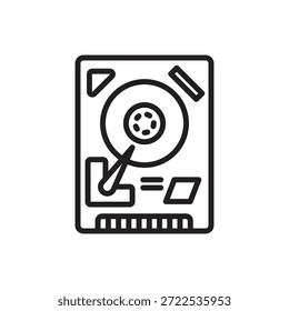 Data Storage Hard Disc Outline Icon Vector Illustration
