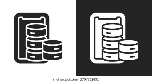 Icono De Almacenamiento De Datos En Estilo Glifo Blanco Y Negro