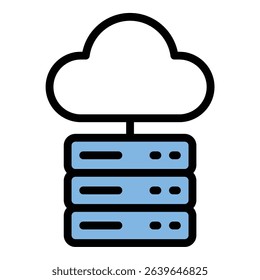 Data storage icon flat line style illustration representing digital file saving and information management, suitable for technology, cloud services, and IT infrastructure projects
