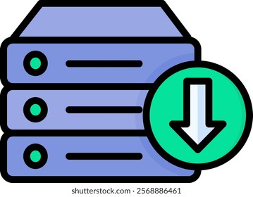 Data Storage Icon Lineal Color Vector Illustration