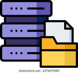 Data Storage Icon Lineal Color Vector Illustration