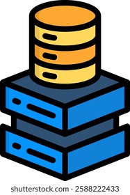 Data Storage Icon Lineal Color Vector Illustration