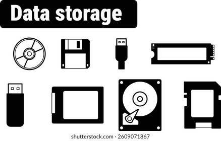 data storage icon on transparent background, vector design	