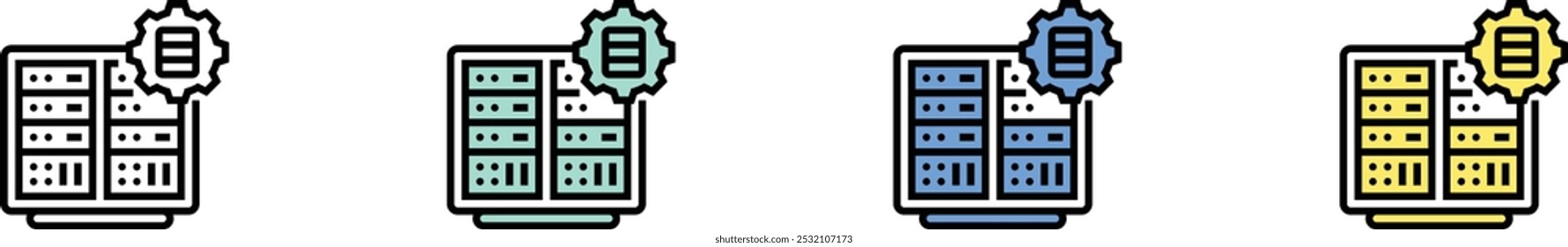 data storage icon. Outline, Green, Blue and Yellow Style Design Isolated On White Background