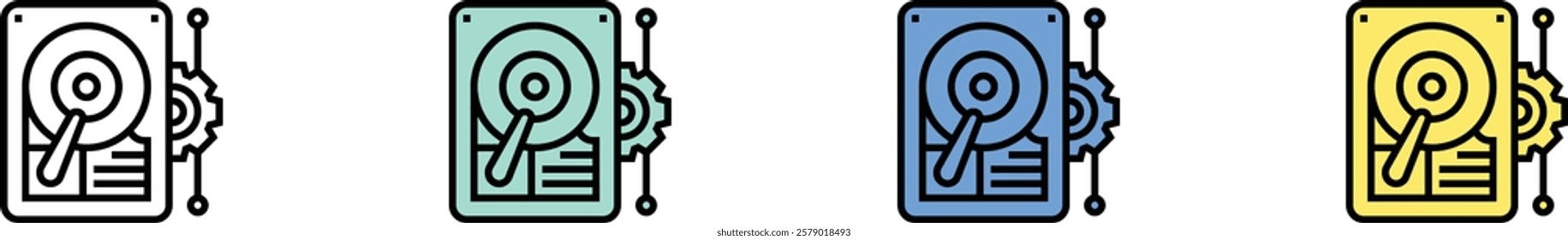 data storage icon. Outline, Green, Blue and Yellow Style Design Isolated On White Background