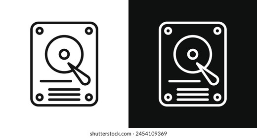 Data Storage Icon Set. Internal and external hard drive vector symbols for tech design.