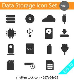 Data Storage Icon Set Vector Illustration Eps10  