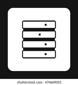 Data storage icon in simple style isolated on white background. Work with files symbol