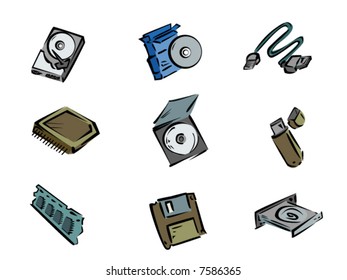 Data Storage Icons - Vector