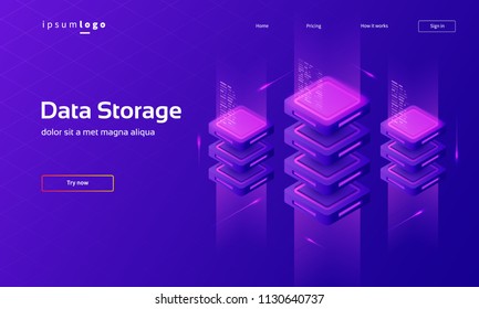 Data storage isometric illustration. Eps10 vector.
