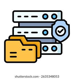 Data storage lineal color icon. Simple vector icon design in lineal color style. Editable vector format