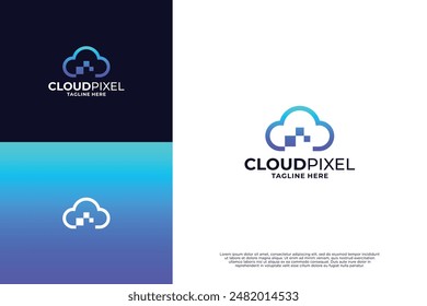 Data storage logo design with pixel tech