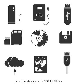 data storage minimal icon set. vector illustration